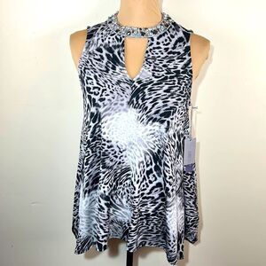 NWT Jennifer Lopez leopard print tank top with rhinestones and beads.Size medium